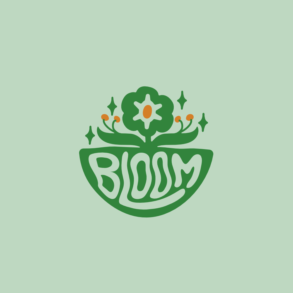 Full Bloom Logo without being enclosed in a circle on pastel green background