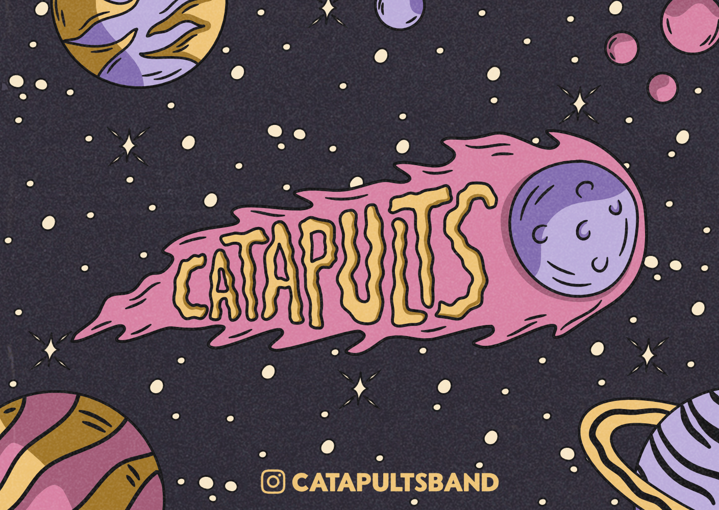 Catapults - Our Current Life sticker design with new catapults comet wordmark