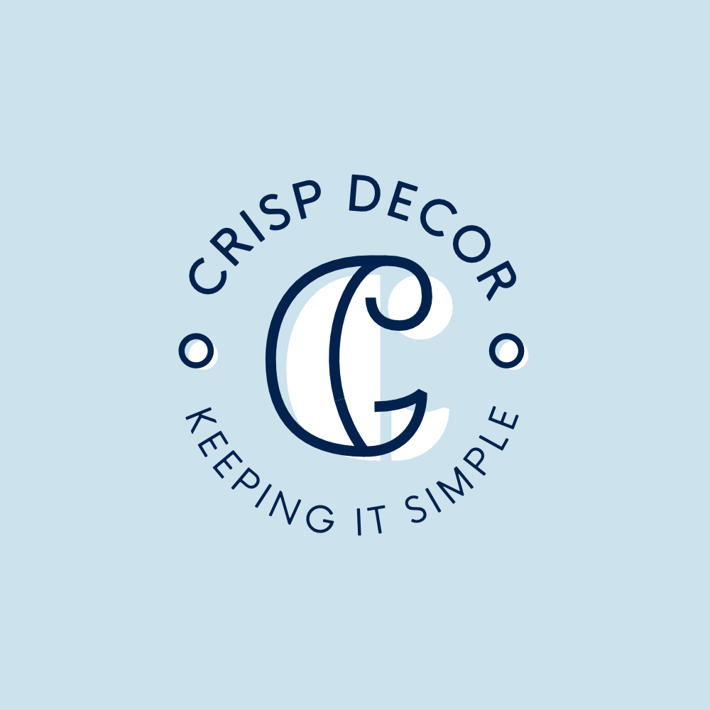 Crisp Decor Logo with white C character on pastel blue background