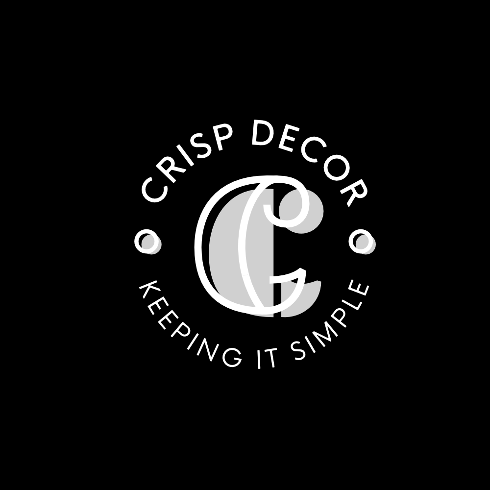 Crisp Decor Logo with grey C character on black background