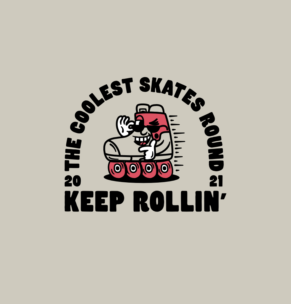 Keep Rollin' design variant on beige background