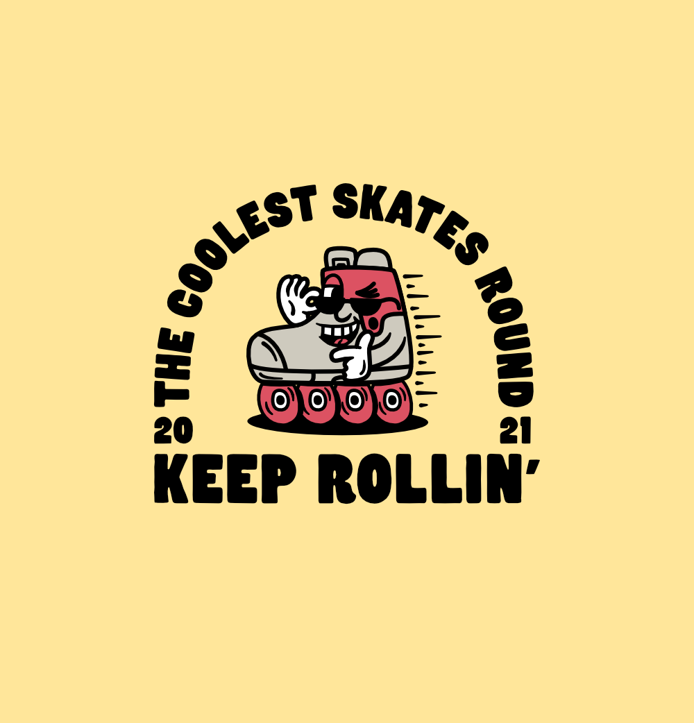 Keep Rollin' design variant on yellow background