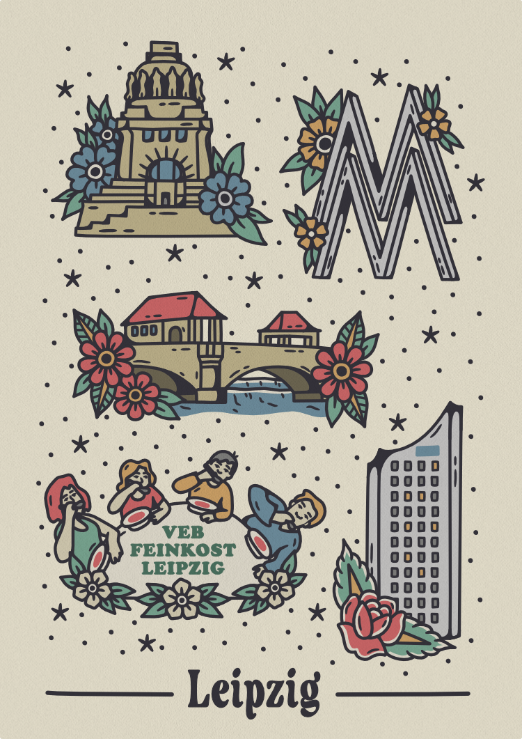 Full Leipzig Flash Sheet Poster with all landmarks