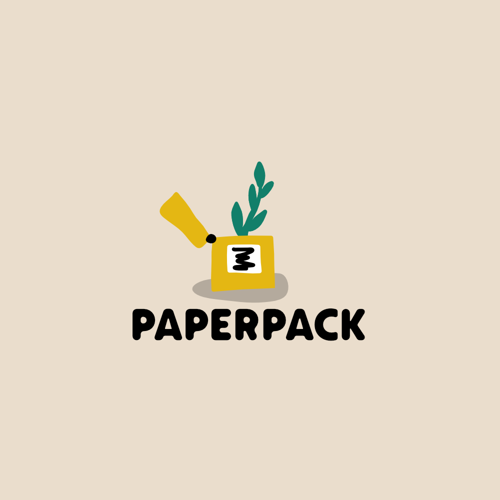 Paperpack logo variant on beige background