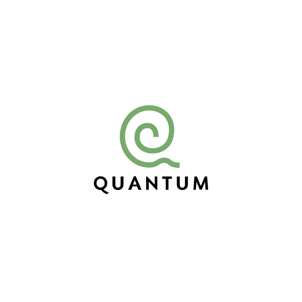 Quantum logo variant with spiral Q character on white background