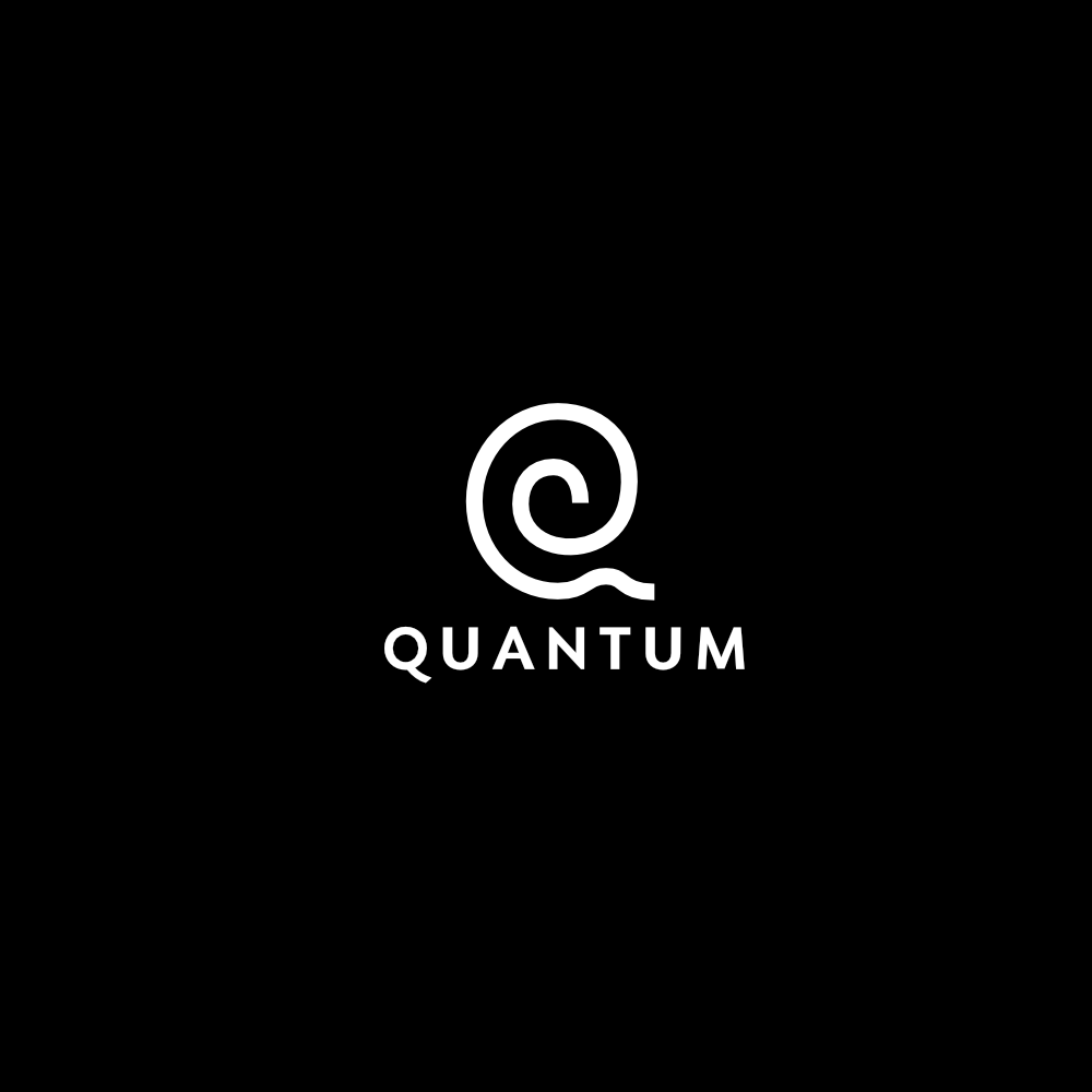 Quantum logo variant with spiral Q character on black background