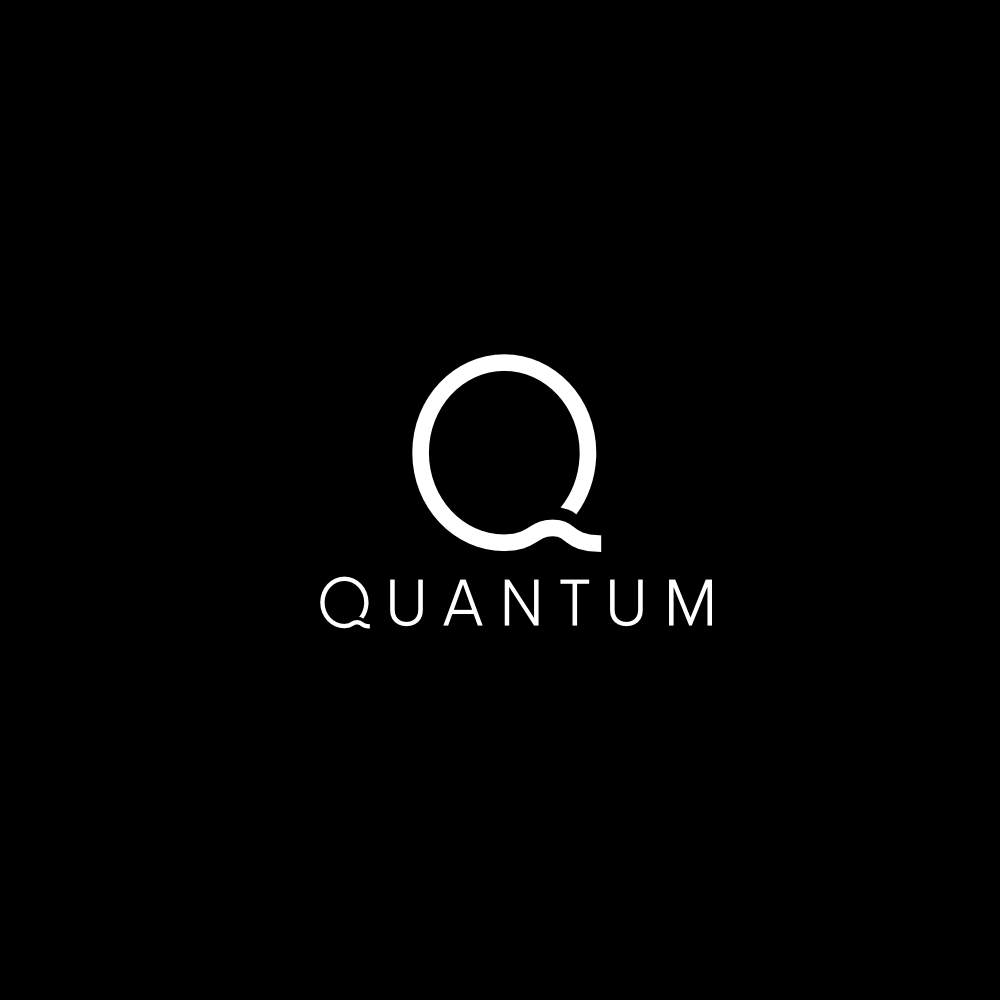 Quantum logo variant with slightly opened Q character on black background