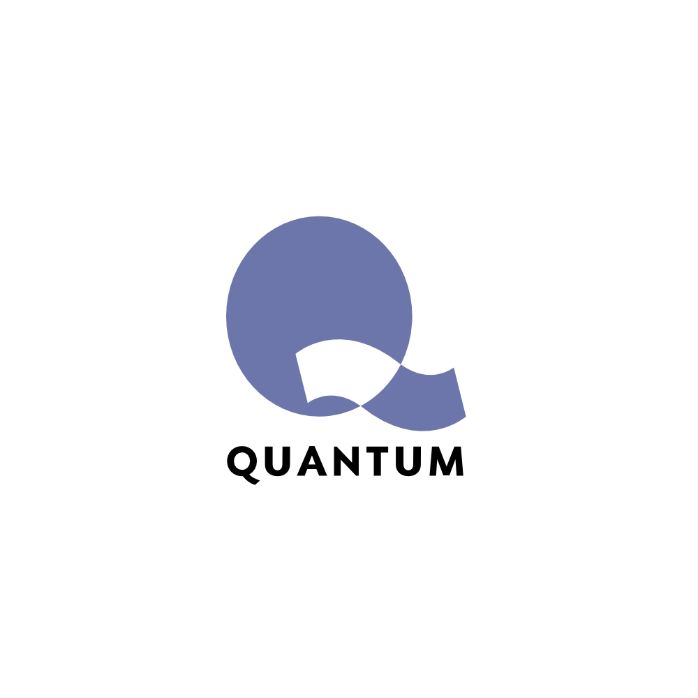 Quantum logo variant with filled and intersected Q character on white background