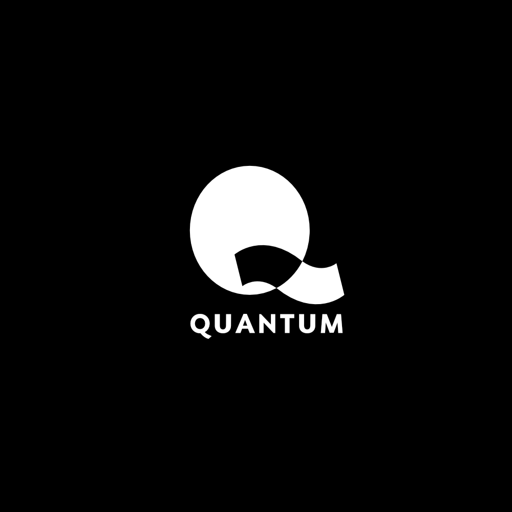 Quantum logo variant with filled and intersected Q character on black background