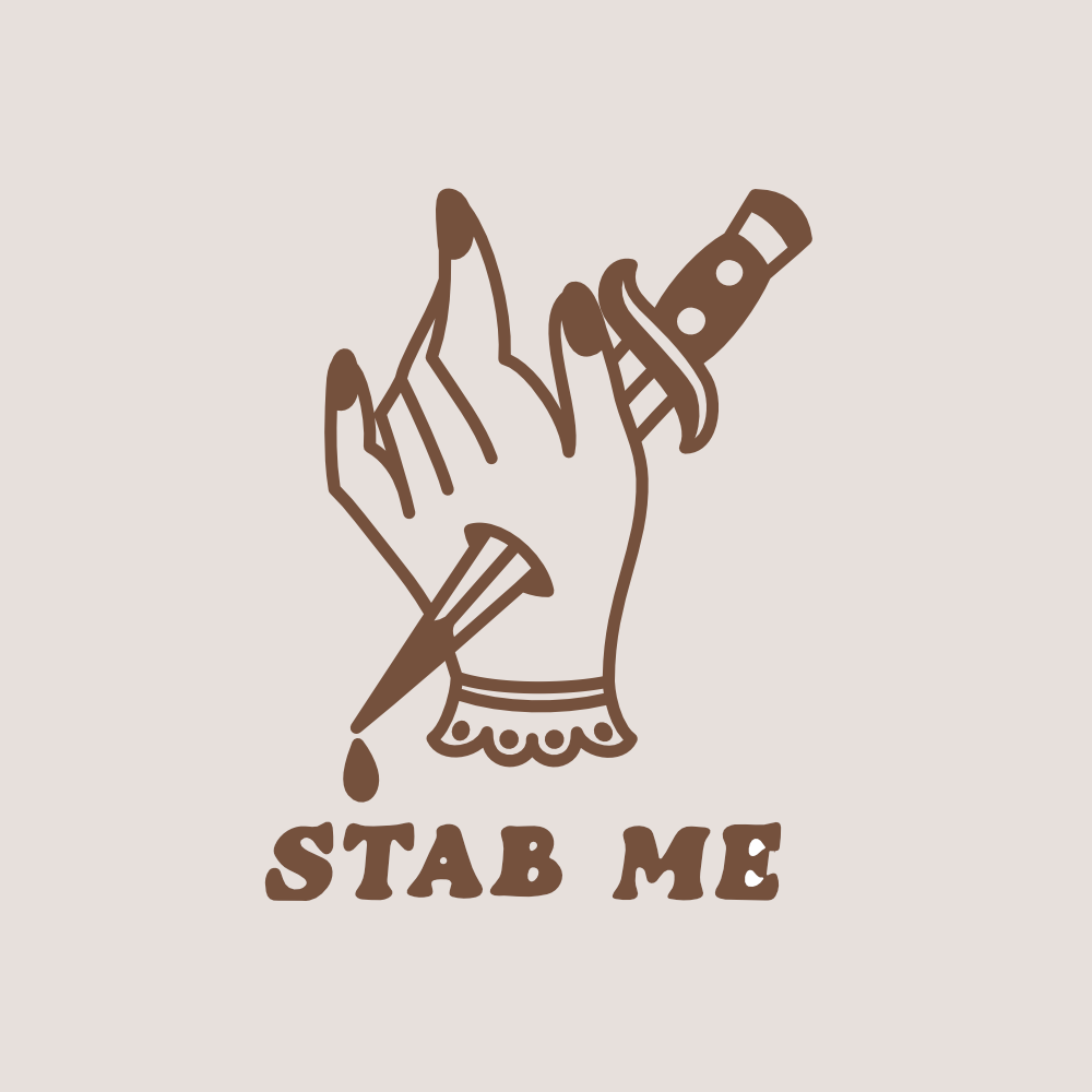 Square Stab Me poster design with on beige background