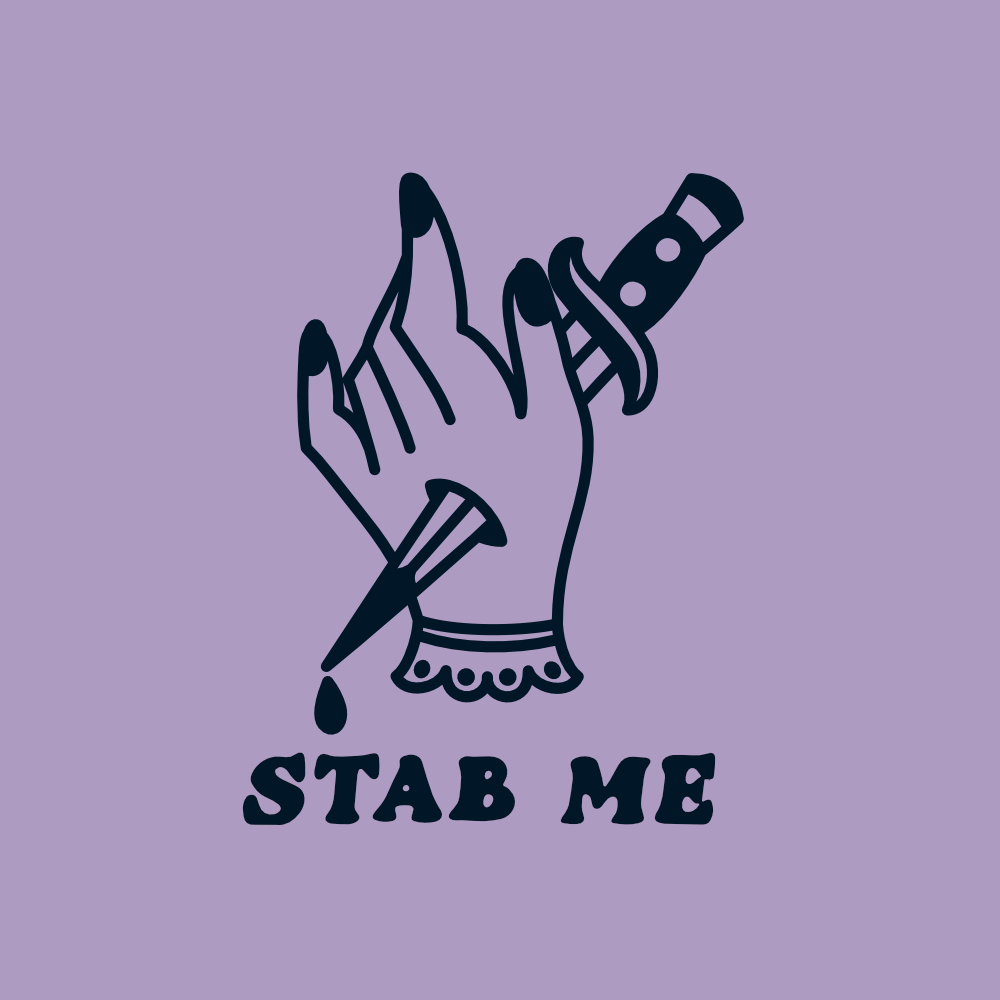 Square Stab Me poster design with on purple background