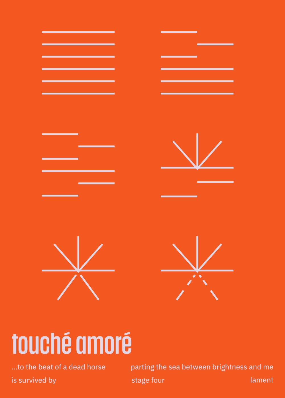 Touche Amore Discography Poster orange variant with sans-serif typography